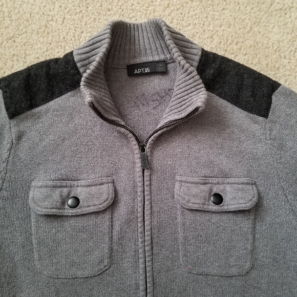 ♻️ Men's Apt 9 Grey Zip Up Collared Sweater ♻️ - Picture 4 of 14